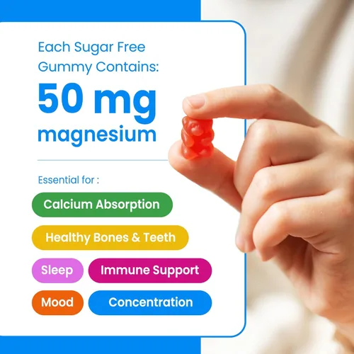 Miniatura 2 de NutraChamps 120 gomitas de magnesio para niños, gomitas de magnesio calmantes sin azúcar para niños, suministro de 4 meses, apoya la salud ósea