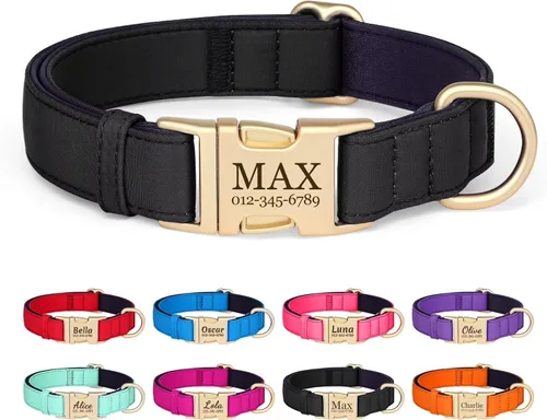Miniatura 16 de Collar para perro personalizado PET ARTIST, collar para perro rojo personalizado con etiqueta de identificación grabada silenciosa, nylon ligero