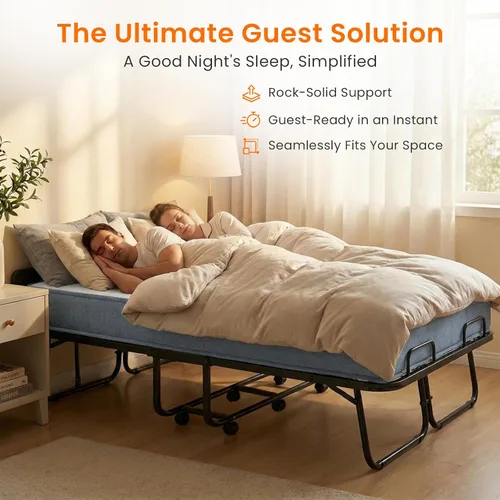 Miniatura 7 de CECER Folding Bed with Mattress, 75" x 54" Rollaway Bed for Adults, 5 inch Thick Memory Foam Mattress，Full Size Portable Foldable Bed with Headboard