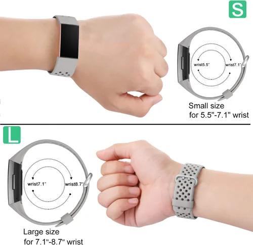 Miniatura 7 de Wepro - Correas de repuesto para bandas, impermeable, con orificios, transpirable, pequeña y grande, para mujeres y hombres, Gris Negro
