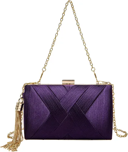 Elegante bolso de mano con colgante de borla para mujer, bolso de mano de seda para novia, boda, baile de graduación, fiesta nocturna