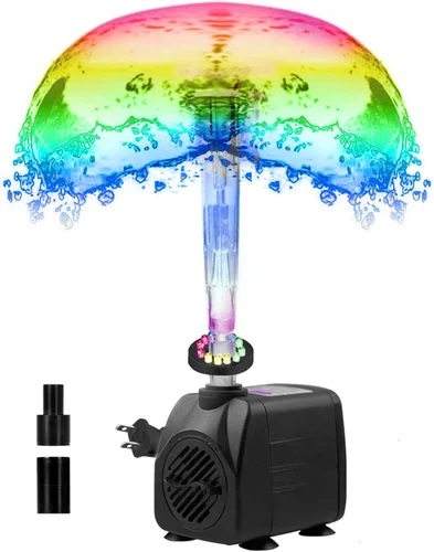 Miniatura 9 de Lewisia Kit de bomba de agua con cabezal rociador de hongos y flores, 12 luces LED de 6 pies, cable listado ideal para estanque Koi, acuario