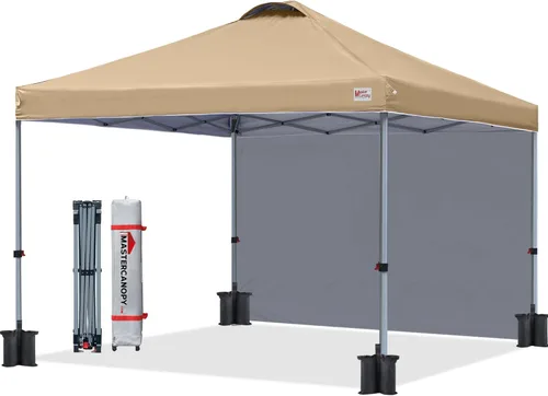 Miniatura 27 de MASTERCANOPY - Toldo desplegable duradero con 1 pared lateral (6.6 x 6.6 pies, caqui)