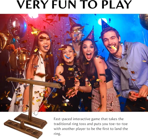 Miniatura 4 de DreamToyz Ring Toss Games for Adults, Yard Games, Patio Decor, Outdoor Indoor Games, Wooden Hook and Ring Game for Bars, Home, Party, 15.7" X 13