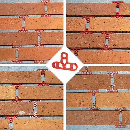 Miniatura 3 de JINYO Color rojo de 0.394 in 3/8 de pulgada de chapa de ladrillo delgado espaciador de azulejos Sistema de nivelación de azulejos Espaciador