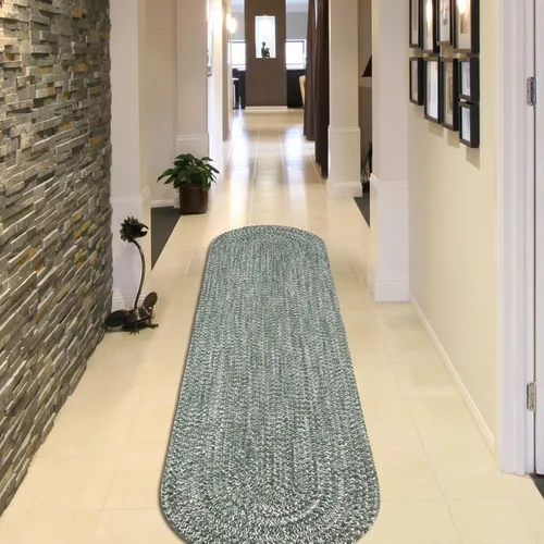 Miniatura 32 de BNM - Alfombra ovalada bohemia para interiores y exteriores con patrón trenzado sólido, perfecta para patio trasero, patio, oficina, sala de estar