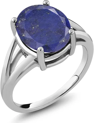 Miniatura 82 de Gem Stone King Anillo solitario con piedra preciosa de 3.00-7.00 quilates Plata de ley 925 Ovalado de 0.47 x 0.49 pulgadas Anillo