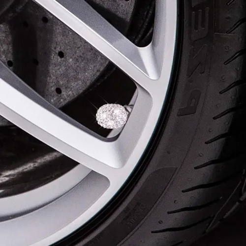 Miniatura 2 de Tapones de vástago de válvula, paquete de 4 tapones de válvula de neumático de coche universales hechos a mano con diamantes de imitación de cristal