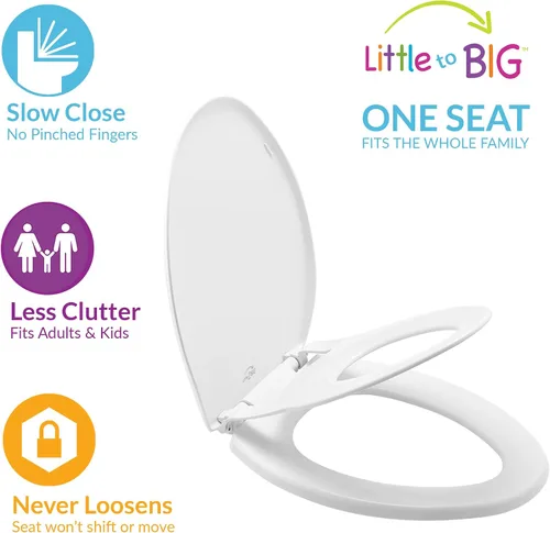 Miniatura 3 de Little2Big - Asiento de inodoro con asiento de entrenamiento integrado para niños pequeños, cierre lento, fácil de instalar, fabricado en Estados
