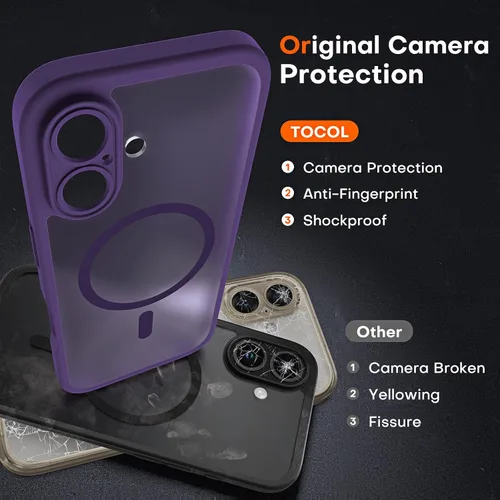 Miniatura 657 de TOCOL Funda para iPhone 11, compatible con Magsafe, protección completa de cámara, imanes integrados, protección contra caídas, funda translúcida