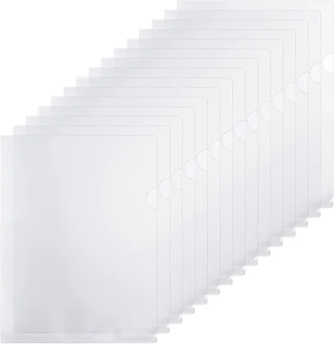 YoeeJob Paquete de 15 carpetas transparentes para documentos de 8.5 x 11 pulgadas y hojas A4, carpetas de plástico tipo L para protección y Claro