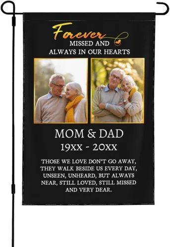 Miniatura 16 de Bandera de memoria personalizada con nombre de foto, fecha, letrero funerario personalizado, bandera conmemorativa personalizable para jardín, Cielo