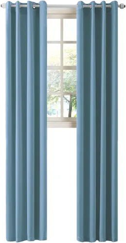 Miniatura 140 de LA PALMA Cortinas opacas con aislamiento térmico y ojales, para sala de estar, dormitorio, paquete de 2 paneles
