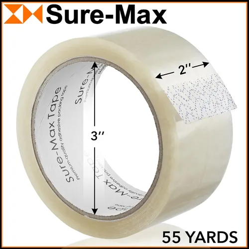 Miniatura 3 de Sure-Max Cinta de embalaje de cartón premium de 2.0 mil 165 pies (55 yardas), transparente, 1 caja (36 rollos en total)