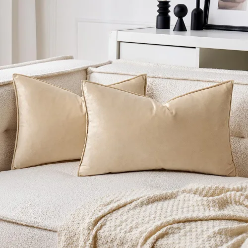 Miniatura 41 de MIULEE Paquete de 2 fundas decorativas de cojines de poliéster suave, fundas de almohada cuadradas cómodas y suaves para sofá, sillón, dormitorio