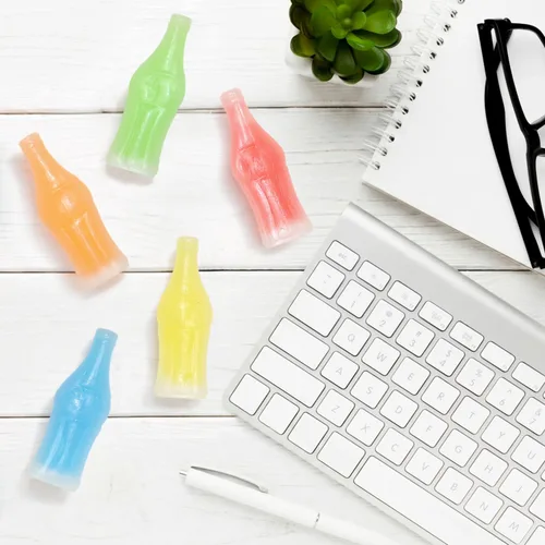 Miniatura 6 de Wax Bottles Candy - Bolsa a granel de 1 libra, botellas clásicas de refresco de cera con centro de jugo dulce, sabores surtidos, golosinas retro