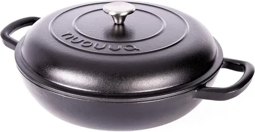 Miniatura 9 de Cazuela de hierro fundido poco profunda con tapa, olla antiadherente para horno holandés, apta para horno hasta 500 ° F, utensilios de cocina