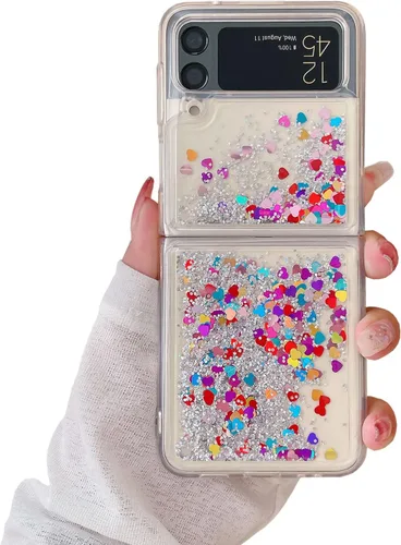 Miniatura 22 de Funda para Samsung Galaxy Z Flip 3 con purpurina para niñas y mujeres, funda transparente de TPU suave de TPU para Samsung Galaxy Z Flip 3 5G 2021
