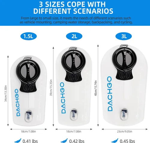 Miniatura 6 de Vejiga de hidratación, bolsa de agua de 1.5L 2L 3L para mochila de senderismo, depósito de agua de hidratación sin BPA y sin sabor, camping