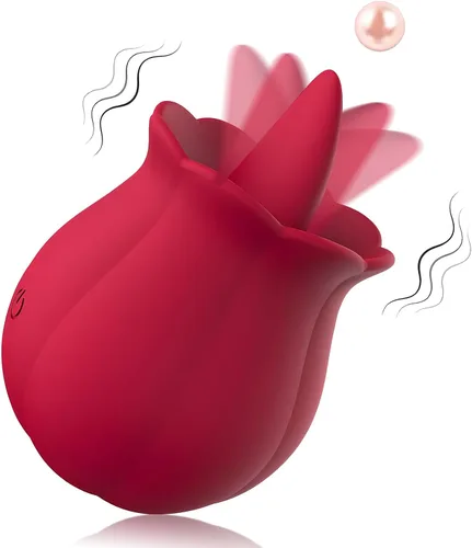 Vibrador de lengua y clítoris con diseño de rosa, estimulador de vibración juguete sexual para mujeres | Juguete para lamer rosa para adultos | 10