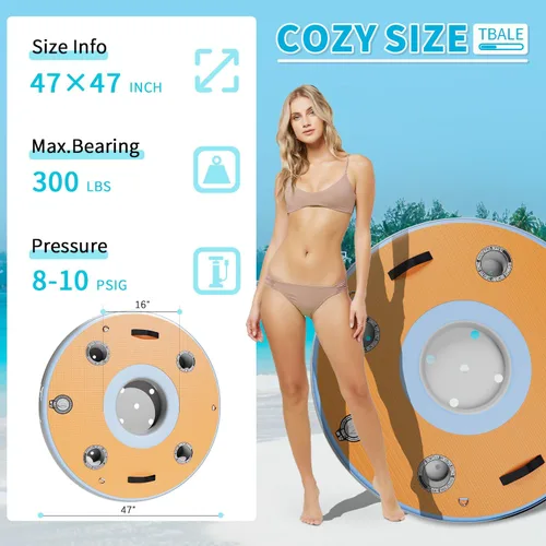 Miniatura 4 de Flotadores inflables para piscina para adultos, barra flotante inflable, portavasos integrado, espuma suave de EVA de 0.472 in, espacio