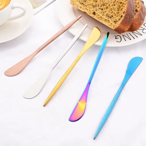 Miniatura 7 de Puzhler 8 piezas de cuchillo de mantequilla de espejo cuchillo de postre de queso cuchillo de mermelada de acero inoxidable cuchillo de cocina