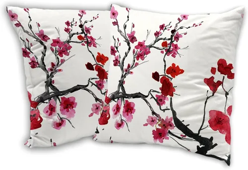 Miniatura 9 de Juego de 2 fundas de almohada de 18 x 18 pulgadas con diseño de acuarela de hortensias de pájaro, fundas de almohada decorativas de doble cara