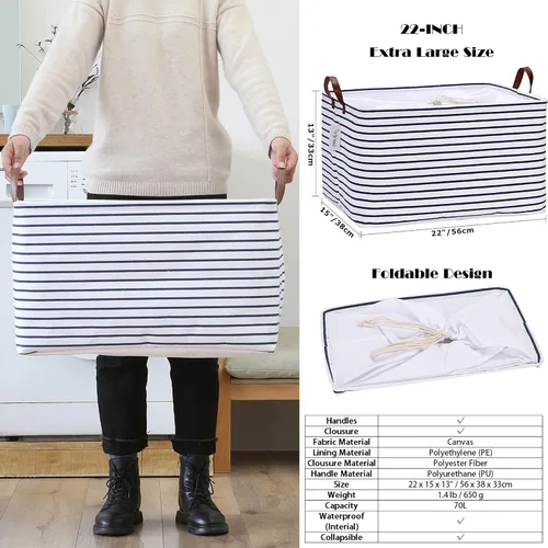 Miniatura 5 de Hinwo 31L Bolsas de almacenamiento grandes, organizadores de armario y almacenamiento, cestas de estante, cestas de almacenamiento plegables