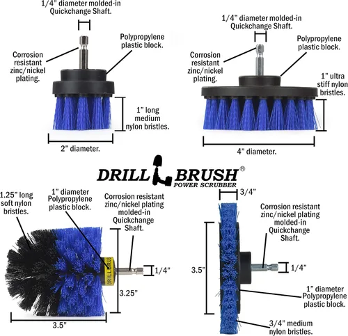 Miniatura 4 de Drillbrush Azul – Juego de accesorios de cepillo de limpieza de barco – Aluminio – Madera – Detalle personal de embarcaciones – Kit de limpieza