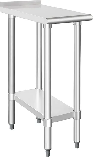 Miniatura 16 de HARDURA Mesa de trabajo comercial de acero inoxidable, mesa de trabajo de preparación, mesa de metal de 14 x 24 pulgadas con estante inferior