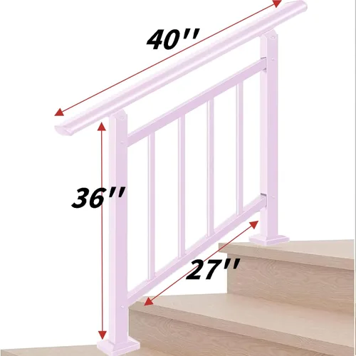 Miniatura 2 de Pasamanos para escalones al aire libre adecuados para 1 a 3 escalones, barandilla de escalera de hierro forjado, paso estable con pasamanos de 3