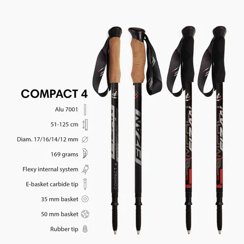Miniatura 2 de Fizan 4 bastones de trekking compactos: ultraligeros de 6.0 onzas, para mochileros, bastones de senderismo, ajustables, plegables, ajuste