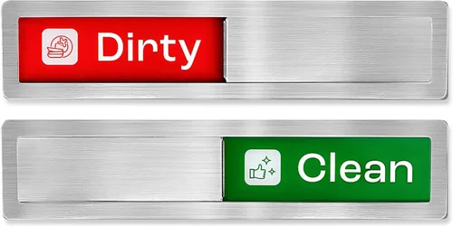 Miniatura 7 de Elegante imán para lavavajillas con texto en inglés "Clean Dirty", fácil de leer, fuerte magnético para decoración de cocina del hogar