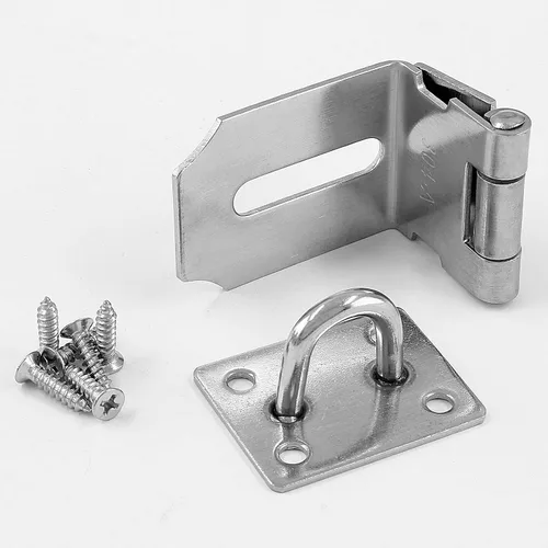 Miniatura 3 de Cerradura de candado de 3 pulgadas y 90 grados, acero inoxidable plateado cepillado de seguridad en ángulo recto con cierre de puerta, cerrojo