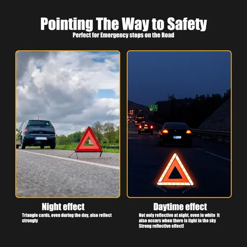 Miniatura 5 de gunhunt Paquete de 1 triángulos de advertencia estándar, advertencia de emergencia triangular reflectante, triángulo de seguridad plegable, señal