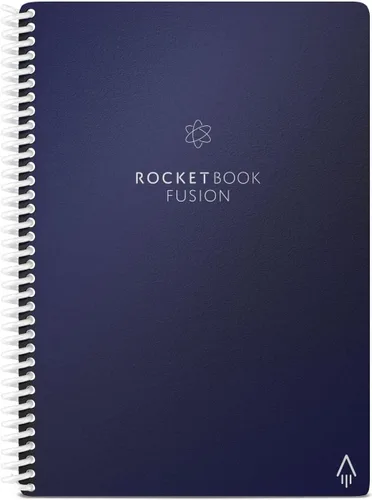 Miniatura 26 de Rocketbook Fusion Hybrid - Planificador y cuaderno reutilizables en uno, páginas en blanco adicionales, rastreador de metas y proyectos, Azul marino