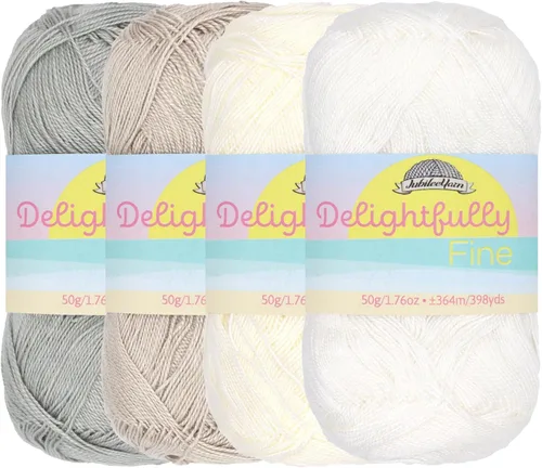 Miniatura 18 de JubileeYarn - Hilo deliciosamente fino, 1.76 oz/madeja de rayón de bambú y encaje, tonos de azul, 4 madejas