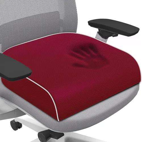 Miniatura 11 de SweetSlubr Cojín de asiento para aliviar el dolor de coxis, cojín para silla de oficina, cojín de espuma viscoelástica grande con funda Gris