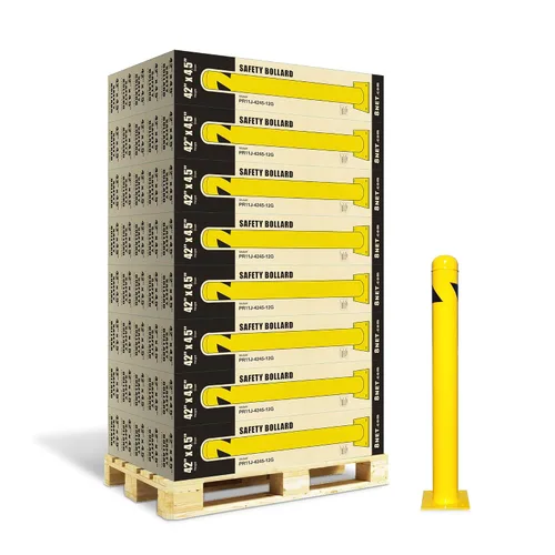 Miniatura 17 de 8NET Paquete de 32 bolardos de seguridad de 24 pulgadas de alto x 4.5 pulgadas de profundidad, 12 Ga (0.106 in), base 8 x 8 pulgadas, con 4 pernos