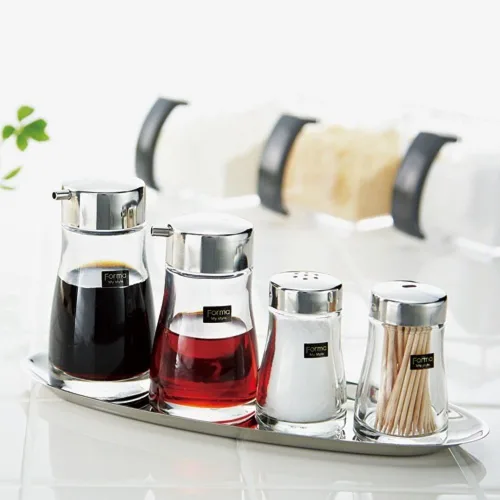 Miniatura 2 de Azvel - Dispensador de sal y pimienta con tapa de acero inoxidable, 6.925cmde alto x 3.875cmD, vidrio