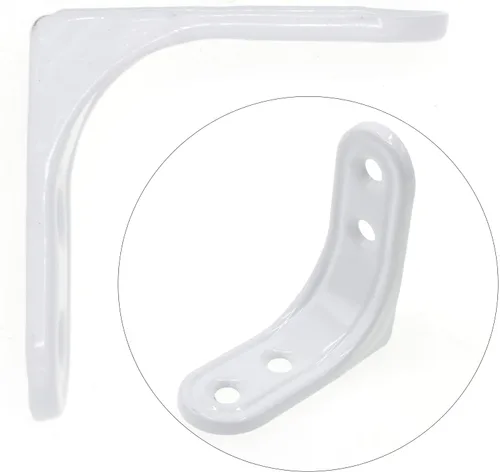 Miniatura 3 de 8 piezas de soportes en L de 2 pulgadas, soportes de esquina de montaje en pared resistentes en blanco para madera, estantes, gabinetes, soporte