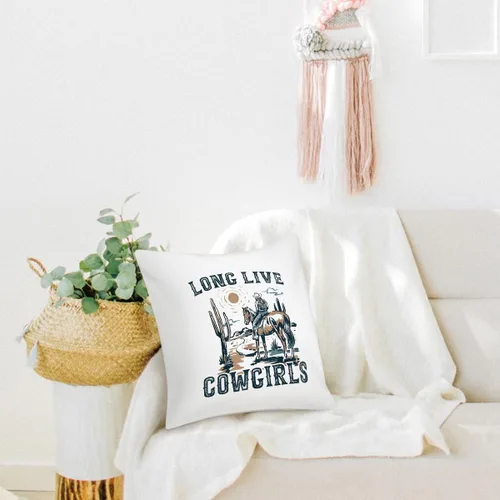 Miniatura 2 de HONLUNG Long Live - Fundas de almohada de vaqueras retro occidentales, fundas de almohada decorativas de 18 x 18 pulgadas para el hogar, dormitorio