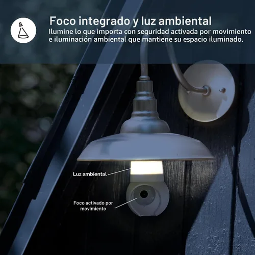 Miniatura 3 de Luna - Cámaras de seguridad inalámbricas para exteriores e interiores, inclinación panorámica de 360°, visión nocturna a color, bombilla LED y foco