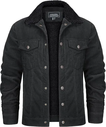 Miniatura 9 de KEFITEVD Chaqueta de pana para hombre, con forro polar, abrigo de invierno cálido y grueso para trabajo casual
