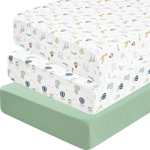 Miniatura 47 de david's kids Juego de 4 sábanas ajustadas para cuna, juego de sábanas para bebé ultra suaves, transpirables y cómodas, neutras, para niños y niñas