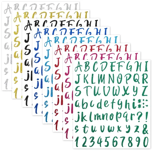 Miniatura 12 de 576 piezas de 8 hojas de calcomanías de letras de graduación, letras de vinilo autoadhesivas, calcomanías de números del alfabeto, calcomanías