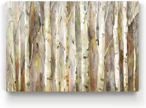 Renditions Gallery - Lienzo decorativo para pared, camino de abedul, galería, moderno, decoración del hogar, listo para colgar, 24 x 36 pulgadas