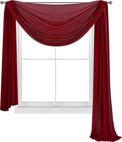 Miniatura 7 de WPM - Bufanda negra para ventana, cenefa extra larga y transparente para ventana, 38 pulgadas de ancho x 216 pulgadas de largo, cenefas de gasa