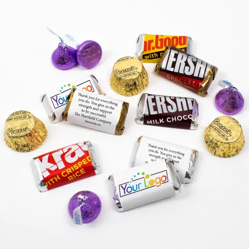 Aprox. 190 piezas de productos promocionales de dulces a granel, logotipo o foto de negocios, suministros de bufé de dulces (miniaturas