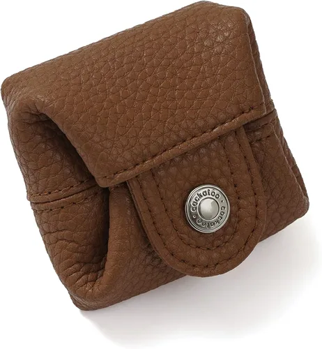 Miniatura 44 de Cockatoo Monedero de cuero genuino para cambio, mini billetera con bolsillo a presión para hombres y mujeres, Rojo (Aurora Red), Casual